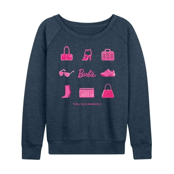 Barbie - Iconic Purse, Shoes, Sunglasses, & Boombox - Women's Lightweight French Terry Long Sleeve Shirt