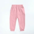 thumbnail image 3 of HAOTAGS Kids Casual Athletic Pants, Solid School Uniform Loose Waist Autumn Winter Pants Pink 6-7Years, 3 of 6
