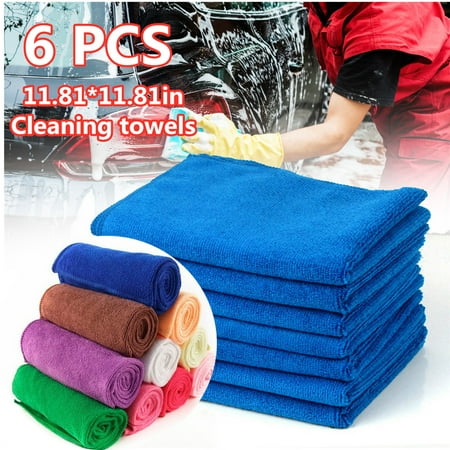 

6 Pack All-Purpose Microfiber Cleaning Cloths Car Cleaning Cloths Super Absorbent and Reusable Lint Free Cleaning Towels Chemical Free Kitchen Towels (Random color)