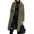 thumbnail image 1 of Innerwin Coat Fuzzy Fleece Ladies Outwear Mid Length Lapel Loose Jacket Army Green S, 1 of 6