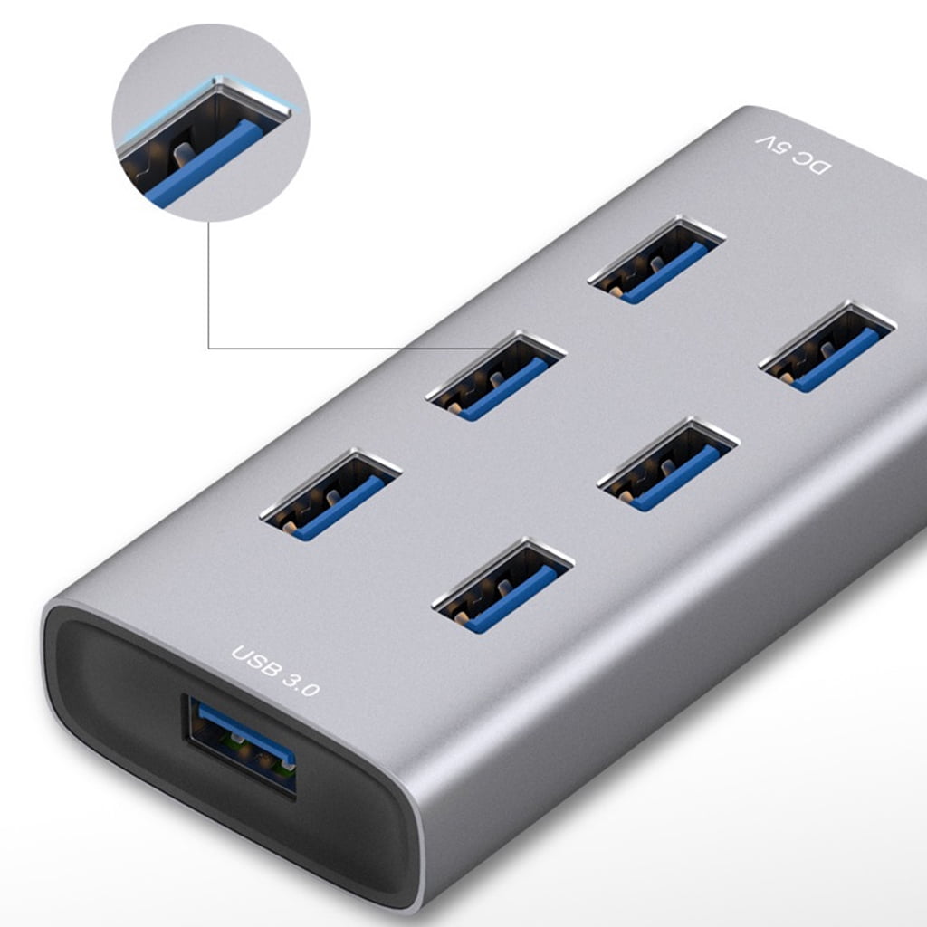 lanema 7 Ports USB 3.0 HUB, USB Extension All Aluminum Fuselage Computer Accessories with Independent Power Supply Port