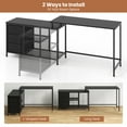 thumbnail image 6 of Costway L-shaped Computer Desk with Power Outlet, Fabric Drawers, Metal Mesh Shelves Black, 6 of 9