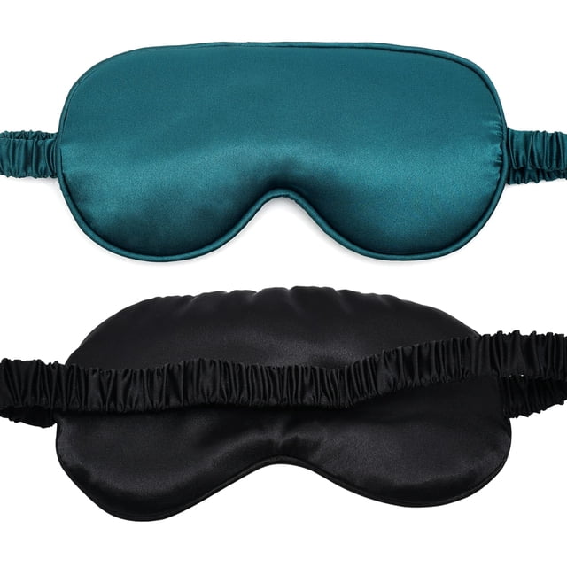 Paquete de 2 máscaras para dormir, máscara de ojos de satén suave y sedoso para mujeres y hombres, venda de sombreado eficaz para dormir con correa elástica