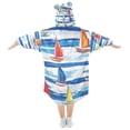 thumbnail image 2 of FORMRS Wearable Blanket Hoodie with Sleeves for Kids Cozy Flannel Sweatshirt, Orange Sailboats, 2 of 7