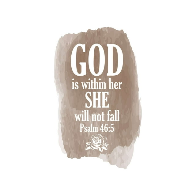 God Is Within Her She Will Not Fall Jesus Christ Fearless Comforted Faith Wall Art Sticker Designs Vinyl Stickers For Home House Walls Rooms Windows Bedroom Decoration Size (20x20 inch)