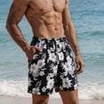 thumbnail image 5 of TKKCS Mens Graphic Swim Trunks- Breathable Quick Dry Lightweight Casual Drawstring Elastic Waist Vacation Beach Board Shorts Black Size M, 5 of 6