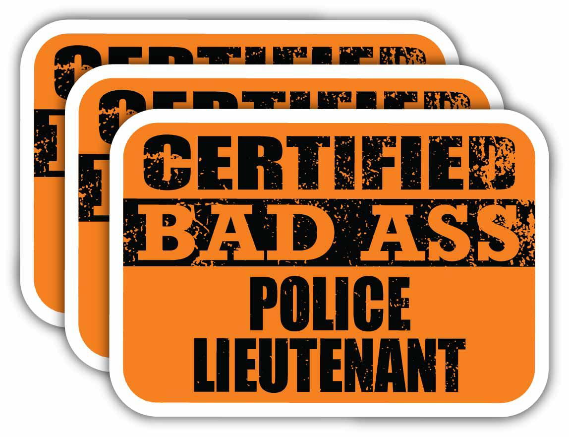 Lieutenant Certified Bad Ass Hard Hat Decals Funny Helmet Stickers 2 PACK 