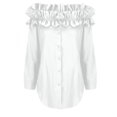 thumbnail image 6 of Scyoekwg Women Blouses Crew Neck Ruffle Off Shoulder Tops Trendy Loose Lightweight Fall Tops Solid Color Dressy Casual Blouses Long Sleeve T Shirts Women Blouses (White,S), 6 of 6