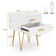 Tribesigns 2Drawer White and Gold Nightstand, Set of 2, Bedside Table