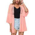 thumbnail image 2 of TRKIYQC Cárdigan de encaje de verano para mujer Manga larga acampanada Ver a través de frente abierto Cárdigan de verano Malla Sheer Kimono Coverup Beach TRKIYQC casual, 2 of 5