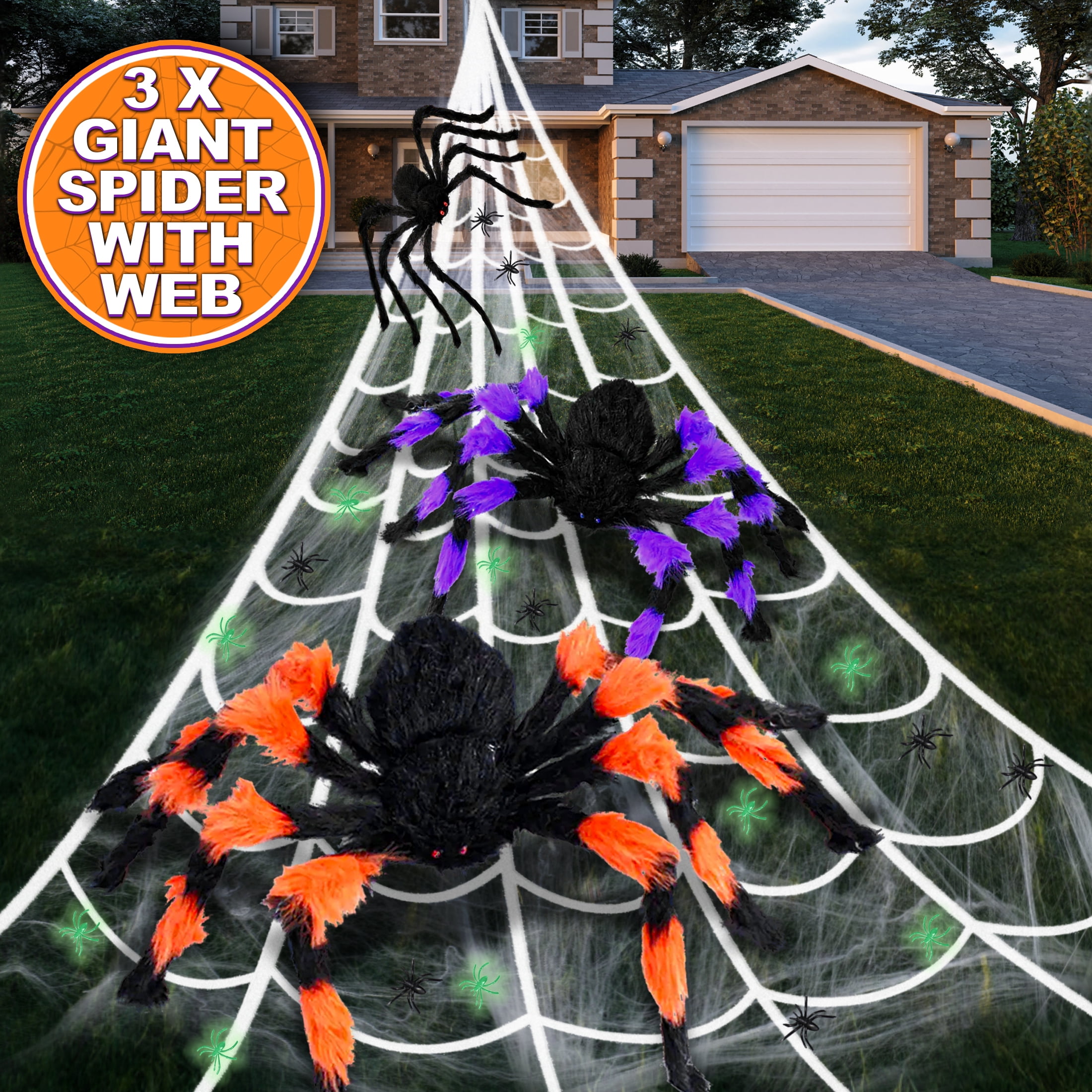 Gadpiparty 39 Pcs Halloween Spider Halloween Party Hairy Spider Web Creepy  Spider Web Giant Cobweb Webbing Halloween Giant Spider Toys for Outside