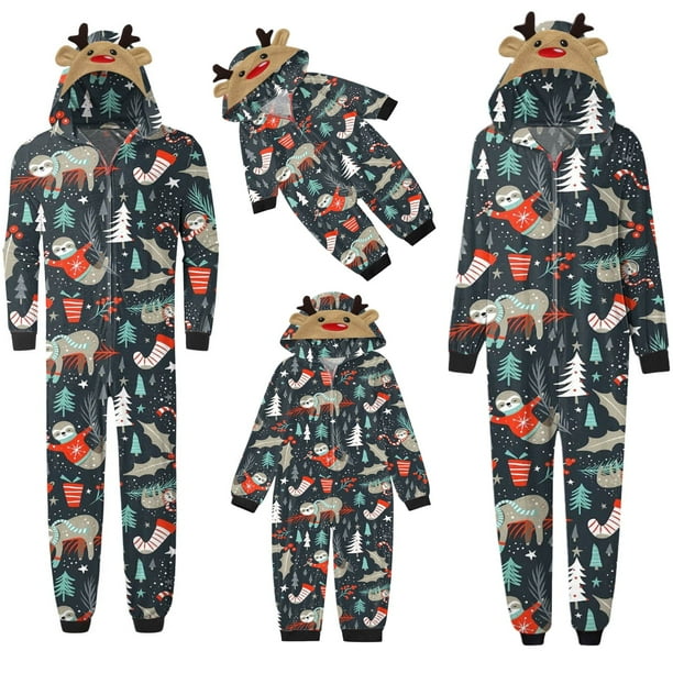 Conjuntos de pijamas navideños a juego para toda la familia Fiomva, ropa de dormir de manga larga, conjunto de pijama a cuadros navideños para parejas, mujeres y hombres