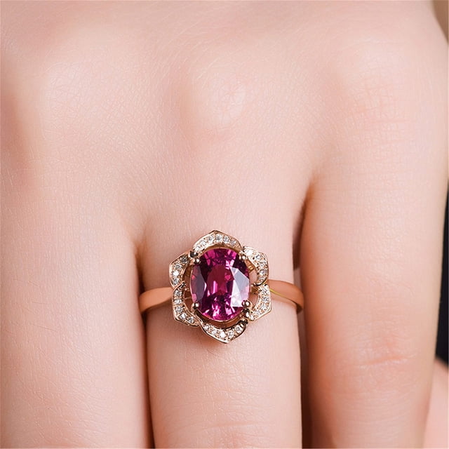 Anillos para mujer, regalos para mujer, flores, cristales, bodas, accesorios de joyería, oro rosa, anillo de compromiso de oro.