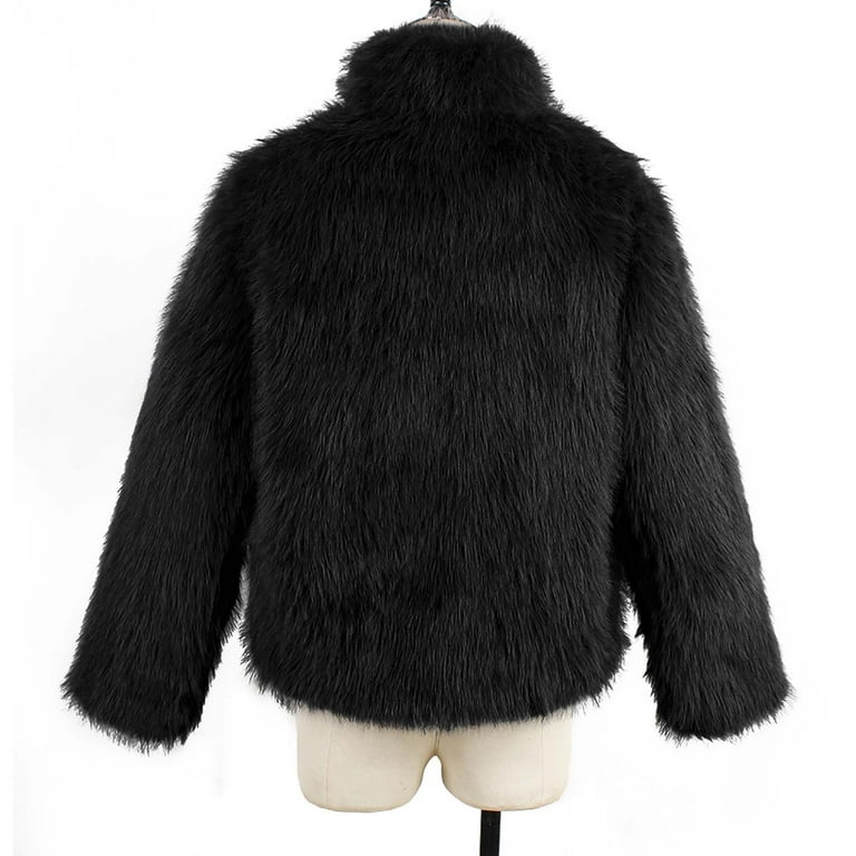 Womens Faux Fur Coat Winter Shaggy Casual Oversized Lapel Jackets