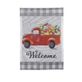 thumbnail image 1 of Evergreen Welcome Red Truck Floral with Buffalo Plaid Garden Burlap Flag, 1 of 9