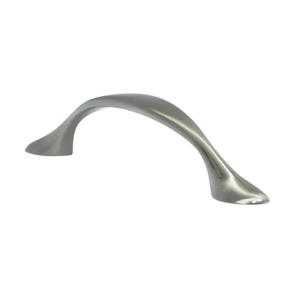 10 Pack Flare Style 3-3/4" (96mm) Inch Center To Center, Overall Length 4-31/32" Brushed Nickel, Contemporary Cabinet Hardware Pull / Handle