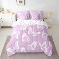 thumbnail image 2 of Manfei Purple White Butterfly Twin Bedding Sets 7pcs for Girls, Animal Theme Bedding Comforter Set, Cartoon Wildlife Sheet Sets, Super Cozy Room Decor, 2 of 8