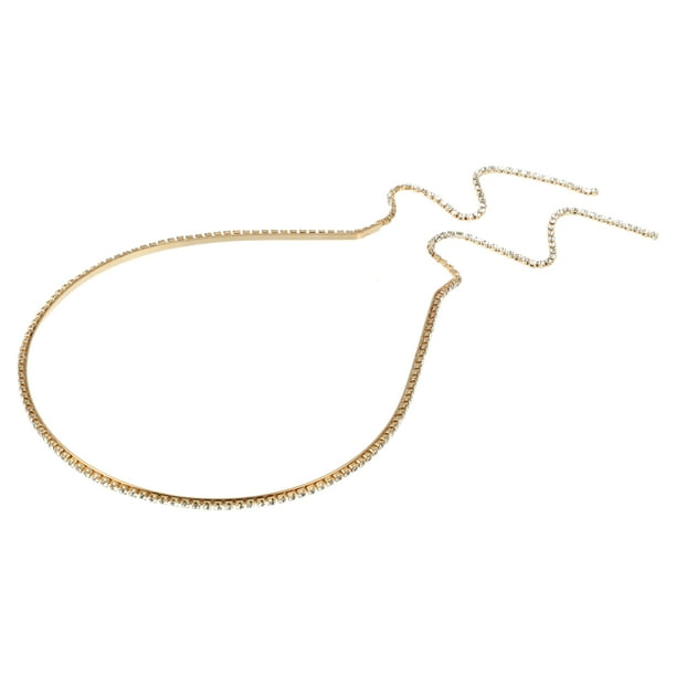 1 Pc Diadema de flecos de strass de una fila de moda para mujeres y niñas en tono dorado