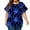 1# Blue Floral, variant on Summer Short Sleeve Blouses for Women Plus Size Tops Casual Crew Neck Loose Tunic Tops Oversized T Shirts Size 3XL