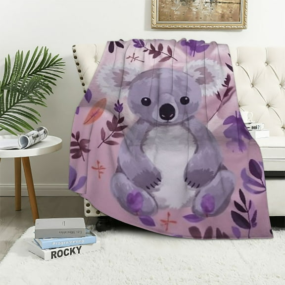 BCIIG Kids Cartoon Koala Fleece Throw Blanket Cute Koala Sherpa Blanket for Teens Boys Girls Koala Floral Plants Plush Blanket Soft Warm Fuzzy Blanket for Sofa Bed Couch 40x50in