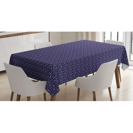 

Navy Blue Tablecloth Windrose Anchor Circular Rope Icon Nautical Composition Marine Illustration Rectangular Table Cover for Dining Room Kitchen 52 X 70 Inches Dark Blue White by Ambesonne