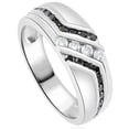 thumbnail image 2 of Pompeii 1 Ct TW Mens Black & White Diamond Wedding Band 10k White Gold Ring (G/H,I1), 2 of 3