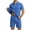 Blue, variant on Havenre Men's Waffle Knit 2 Piece Outfits Summer Casual Half Zipper V Neck Collared T-Shirts and Drawstring Elastic Waist Atheltic Short Pants Set Fashion Tracksuits Navy XXL