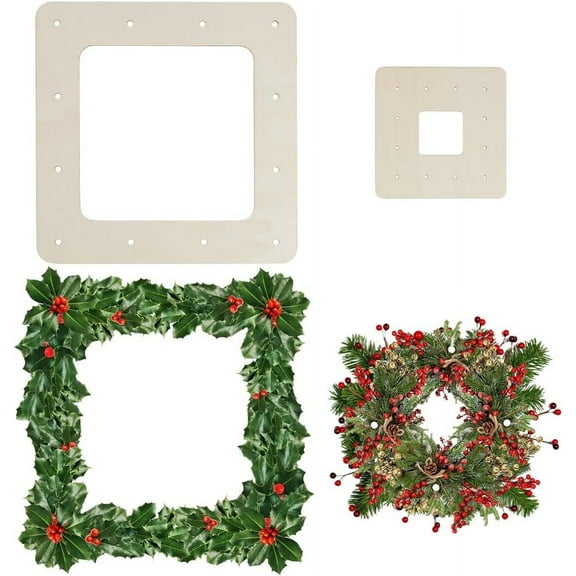 4Pcs Hanging Wreaths Ornaments Wooden Wreath Frames Wreath Square Rings for DIY Crafts Wreaths Christmas Ornaments Unfinished Wood with Hole for Festival Decor Supplies 6~11.8x6~11.8Inch for making