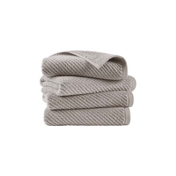 4-Piece 100% Cotton Quick Dry Hand Towel Set, Grey Zero Twist Soft Absorbent Bathroom Hand Towels