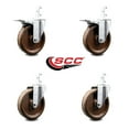 thumbnail image 2 of 4 Inch High Temp Phenolic 7/8 Inch Square Stem Caster Set 2 Total Lock Brake SCC, 2 of 2