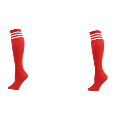 AUQ 2Pcs Knee High Socks,Stylish Three-Stripe Design Thigh High Socks,Breathable Material for Comfort Long Socks,Red