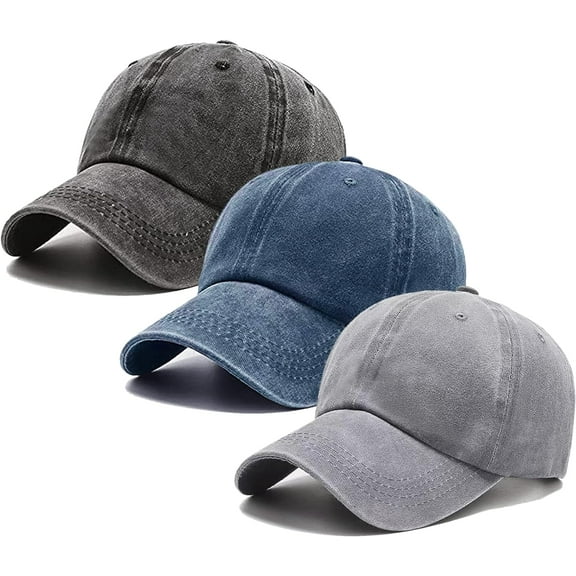 3Pcs Washed Plain Vintage Baseball Cap Cotton Adjustable Twill Bulk Low Profile Classic Dad Hat for Men/Women