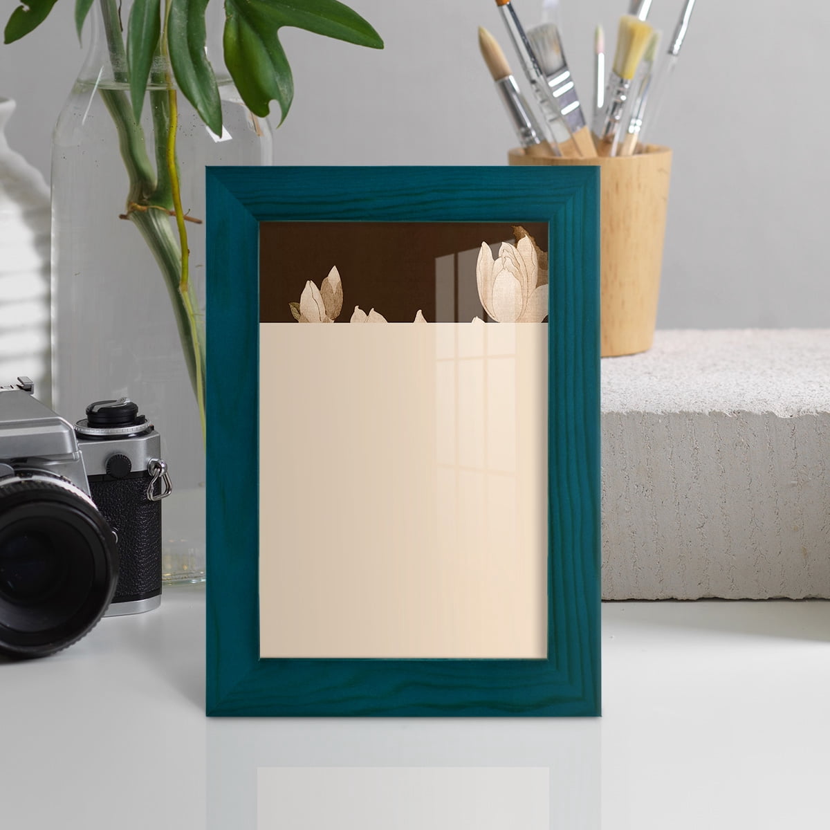 Asian Brocade II - Framed Print w/glass - Ocean Blue