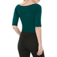 thumbnail image 4 of INSPIRE CHIC Women's Boat Neck Tops Half Sleeves Fitted Layering Soft T-Shirt XS Dark Green, 4 of 8