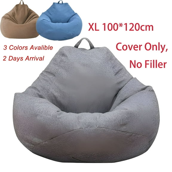 LAMIRO 100pcs Bean Bag Chairs Cover for Adults Teens Kids (Gray XL,No Filler)