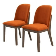 Belar Mid-Century Velvet Dining Chair in Burnt Orange (Set of 2)