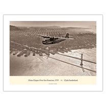 China Clipper (Martin M-130) - Over San Francisco 1939 - Vintage Aviation Poster by Clyde Sunderland - Bamboo Fine Art 290gsm Paper (Unframed) 17x22in
