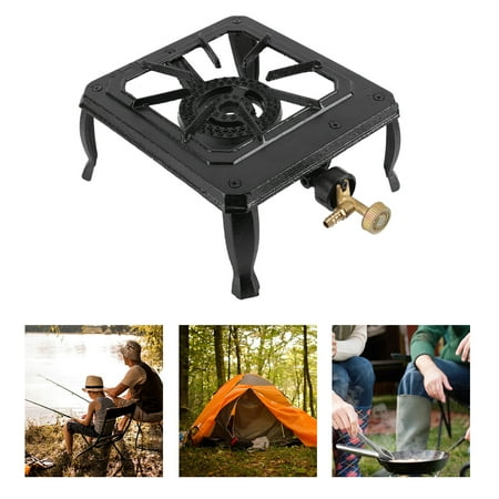 Walfront Portable Cast Iron Single Burner Outdoor Camp Gas Stove