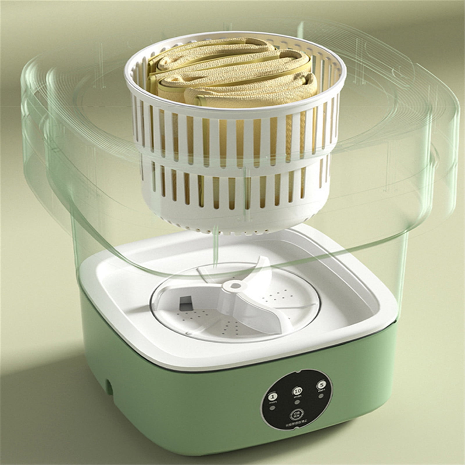 Kafsov Portable Mini Washing Machine with Dehydration Function, Ideal for Travel and Small Loads Like Underwear and Socks, USB Powered and Foldable Design Green
