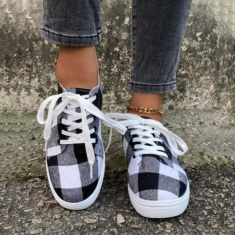 Black and white checkered shoes cheap womens