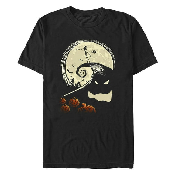 Men's The Nightmare Before Christmas Spiral Hill Scene Graphic Tee Black Medium