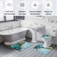 thumbnail image 3 of Turquoise Gold Marble Bathroom Rugs Set Abstract Gradient Texture Modern Style Non Slip Absorbent Soft Bath Mats 3 Piece Set with Bathroom Rug, U-Shaped Floor Mat, Toilet Seat Cover Large Size, 3 of 9