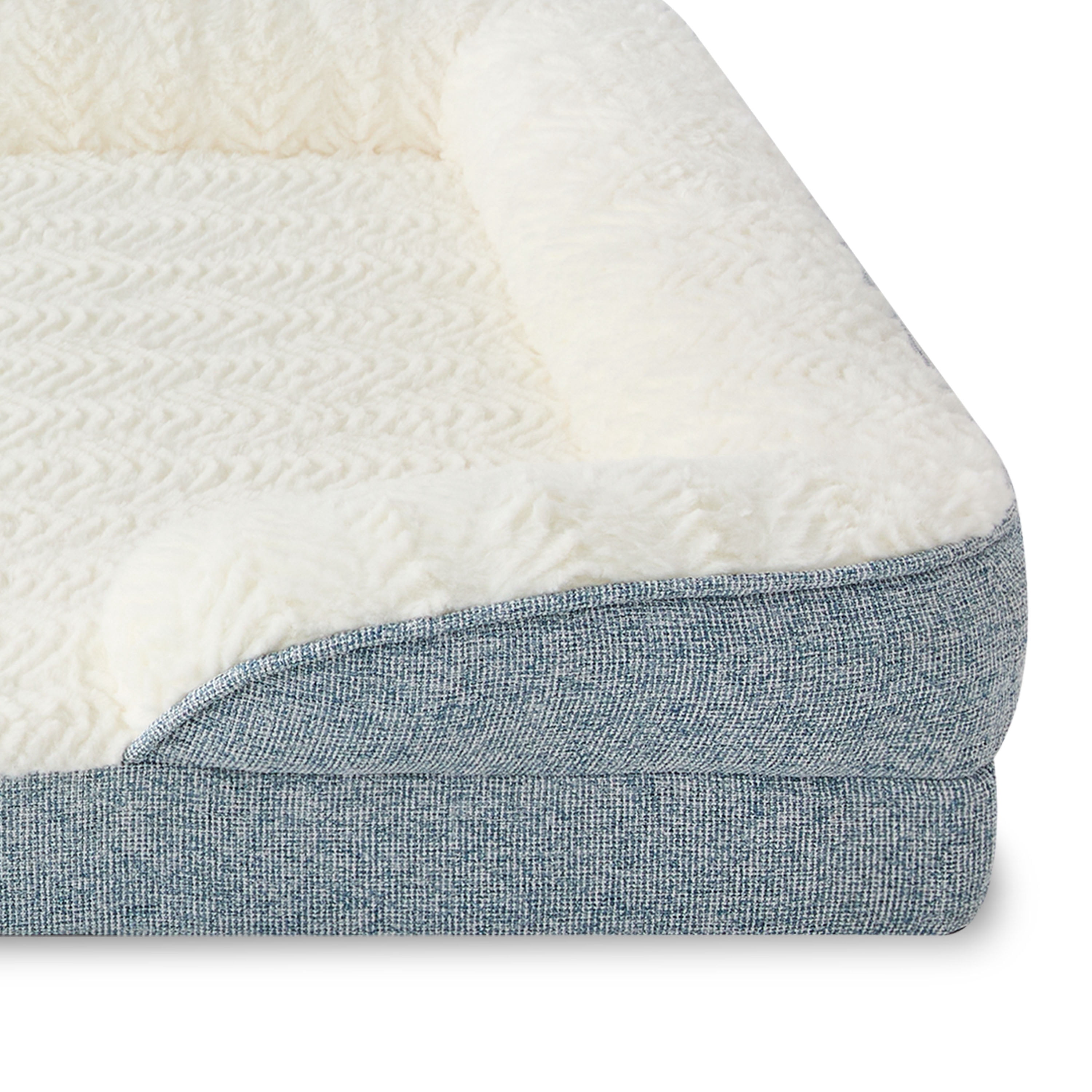 Vibrant Life Medium Orthopedic Bolster Dog Bed, Blue, 25" x 35"