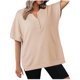 thumbnail image 2 of Fiudx Camisas de Mujer Top de Manga Corta Holgado con Abertura Lateral y Botones con Cuello En V para Mujer, 2 of 6
