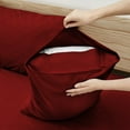 thumbnail image 3 of CCNY 2 Pack Toodler Pillowcases Set Toodler 12x16 Inch 600 Thread Count 100% Soft Egyptian Cotton Travel Pillow Covers Burgundy Solid, 3 of 5