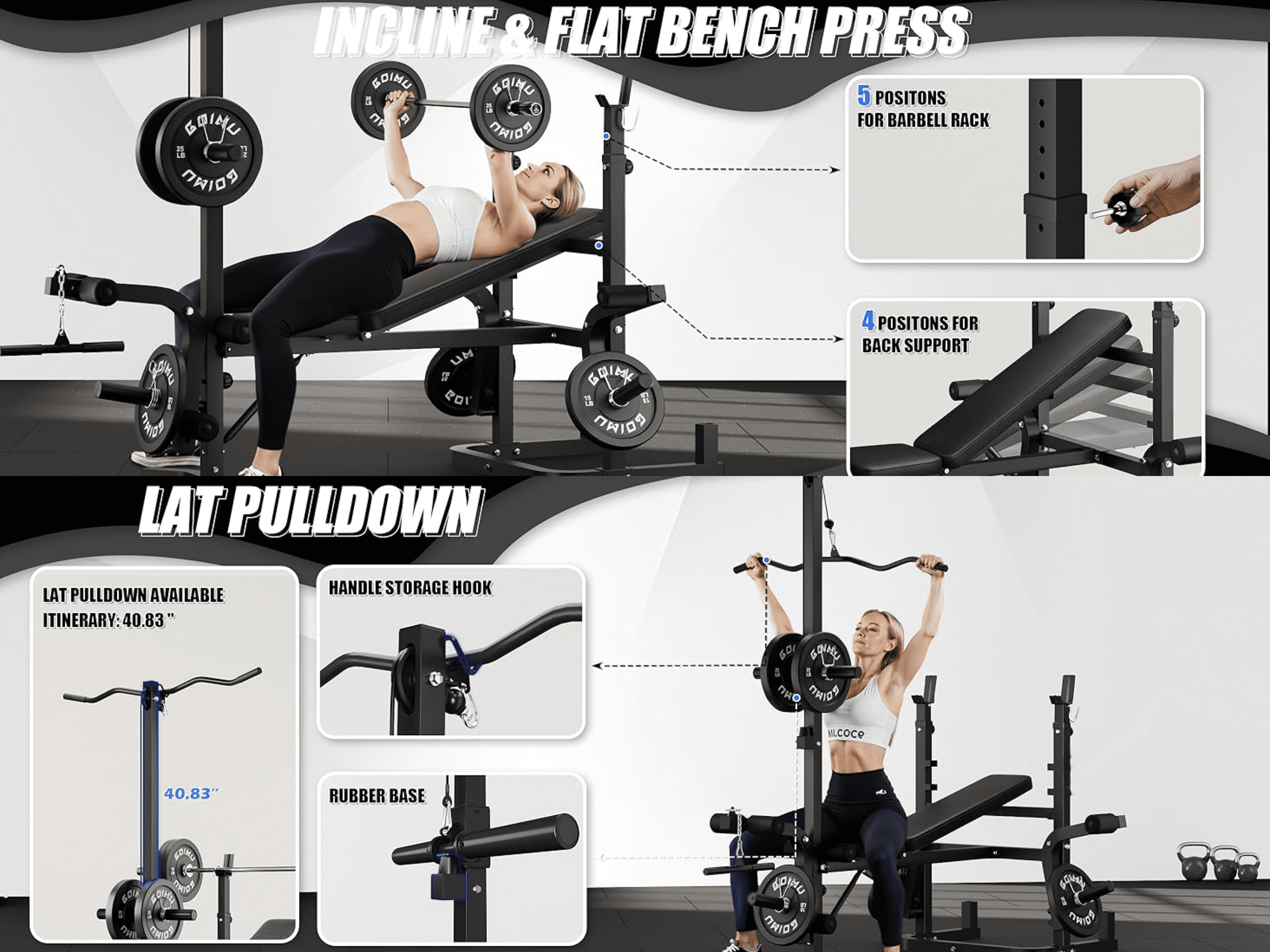 9-in-1 Olympic Weight Bench, 900LBS Capacity Adjustable Bench Press with Leg Extension, Preacher Curl & Lat Pulldown, Home Gym Strength Equipment
