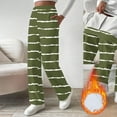 thumbnail image 2 of QATAINLAV Womens Stripe Sweatpants Baggy Casual Straight Leg Pants Fuzzy Fleece Lined High Waist Trousers with Pockets, Green, M, 2 of 10