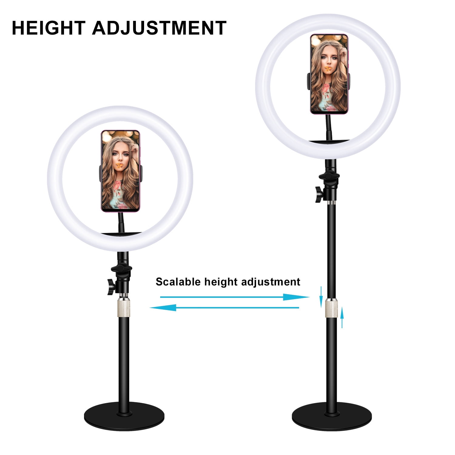 10-inch USB Ring Light for Desk or Table 3 Light Modes with Flexible Smartphone Stand  Streaming  YouTube Makeup TutorialsTikTok or Selfies Black