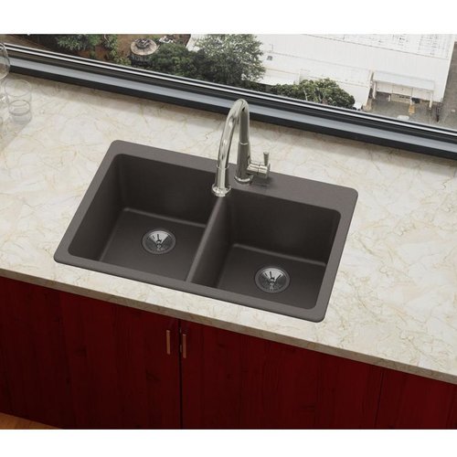 Elkay Elx250r Quartz Luxe 33" Double Basin Kitchen Sink For DropIn