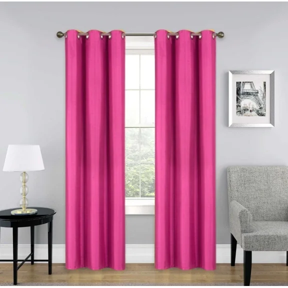 Gorgeous Home Linen 100% Blackout Window Curtain Drapes For Bedroom Living Room Hot Pink Noa Set of 2 panels 35" wide X 84" long